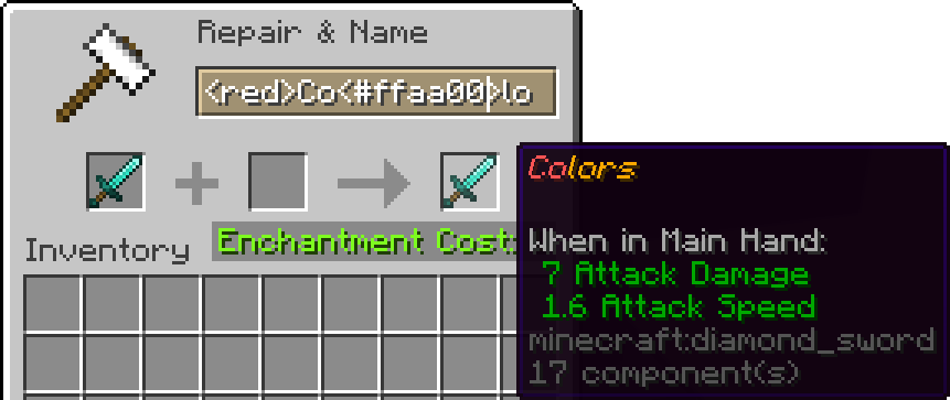 Item color rename preview